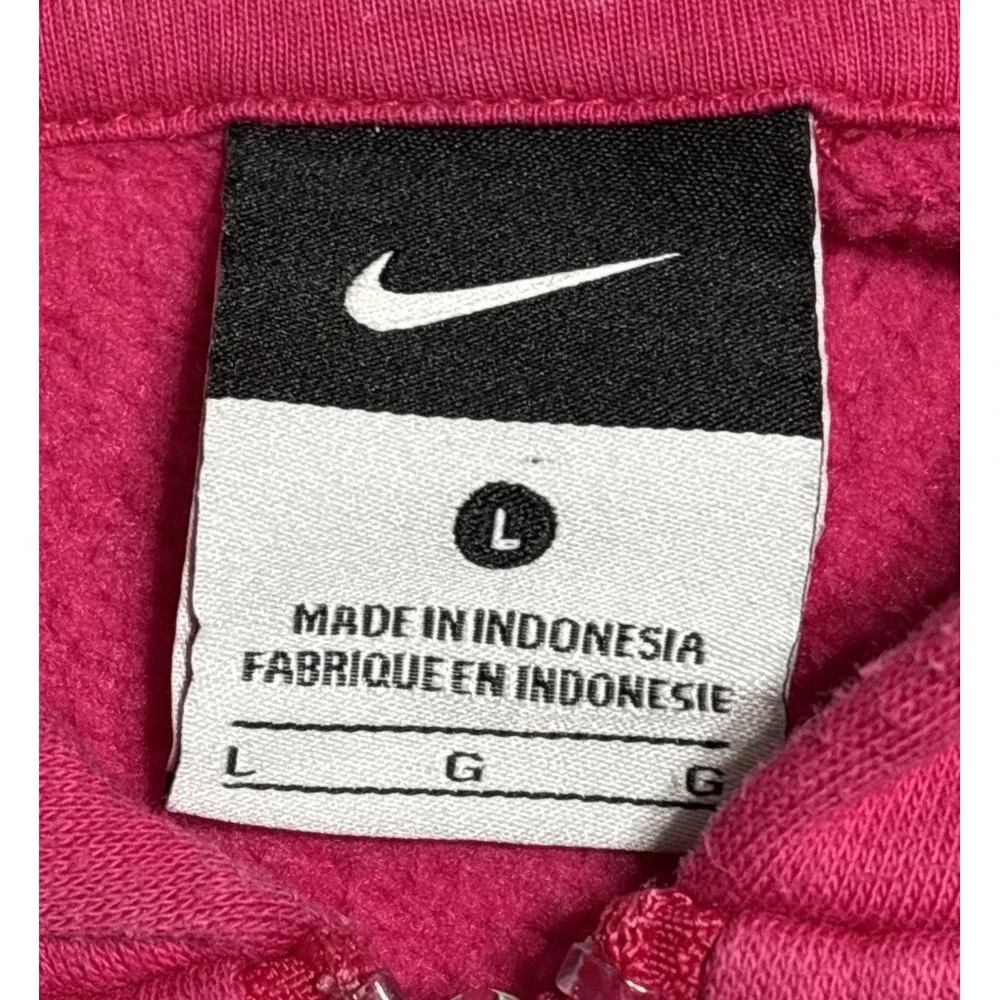 Nike Hoodie Women's Large Pink Full Zip Sweatshirt White Embroidered Logo